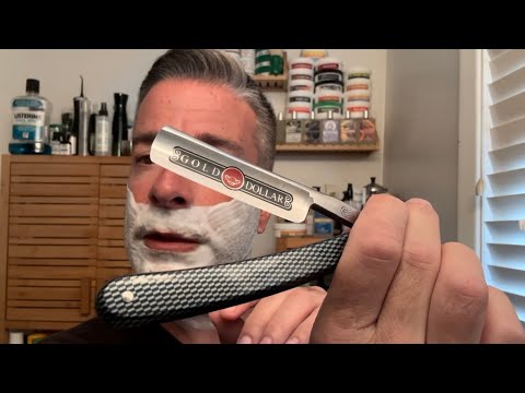 Gold Dollar Straight Razor test shave - YouTube