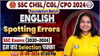 SSC CGL, CHSL & CPO English Class, Spotting Errors English Class, SSC CGL English Class by Kiran Mam