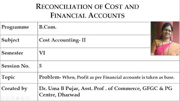Cost Accounting- II: Session 5- KUD 2018 & 2020 (15 marks)Reconciliation of profits