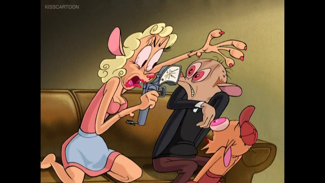 ren and stimpy, ren and stimpy adult party cartoon, gun, chainsaw, ren, ren's...