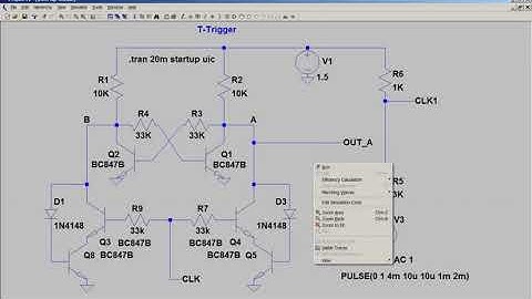 A simple T-flip-flop trigger using bjt transistors