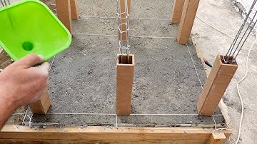 Making columns and reinforcement and concreting columns and roofs: tiny house: mini home: briklaying