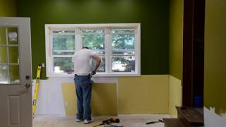 Window seat and cabinet construction.