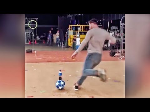 LIONEL MESSI DOES THE BOTTLE FLIP CHALLENGE