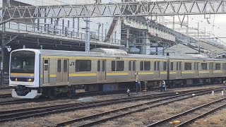 （209系ﾏﾘC417編成OM出場前構内試運転）JR東日本209系2100番台ﾏﾘC417編成が試運転電車として大宮駅に到着停車する動画（2022.12）