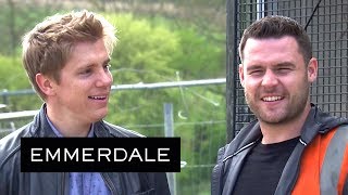 Emmerdale - Robert and Aaron Crush Ross's Taxicab