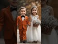 The little flower girl and little page boy in the wedding procession #cute#baby#kids #ai #cutebaby