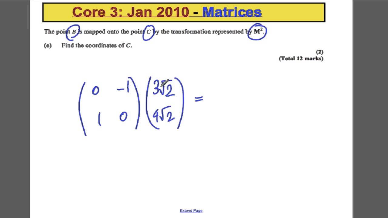 A-Level Maths Edexcel FP1 - Matrices and Transformations Past Paper ...