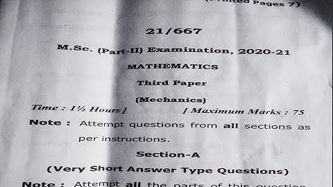 msc final year mechanics papper 2021|| vbspu msc mechanics papper 2021