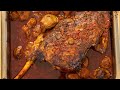 Roasted Leg of Lamb with Harissa & Shallots