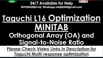 Taguchi L16 Orthogonal Array and Signal-to-Noise Ratio’s using Minitab | Taguchi Optimization method