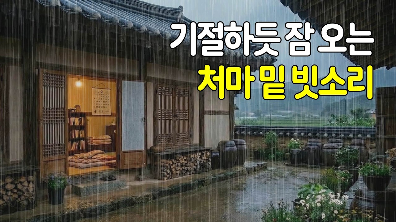 기절하듯 잠 오는 처마 밑 빗소리 | 지친 하루를 위로하는 수면 백색소음 ASMR