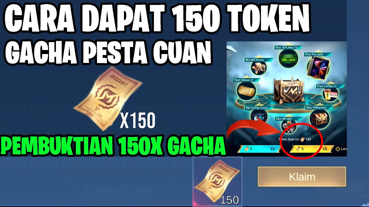 CARA DAPAT 150 TOKEN GACHA PESTA CUAN NAIK LEVEL + PEMBUKTIAN 150X GACHA! APAKAH DAPAT SKIN PRIME?!?