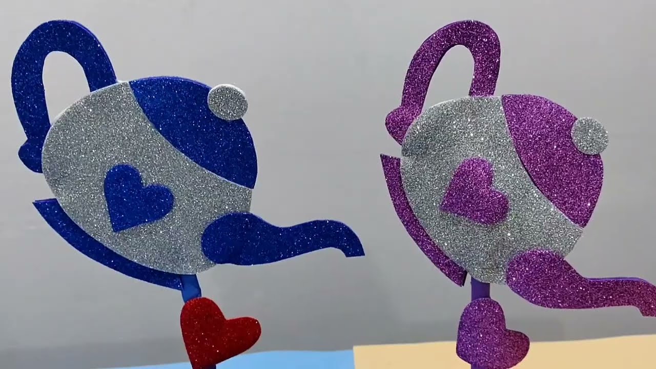 Como Fazer Bule de Chá com E.V.A com Glitter.