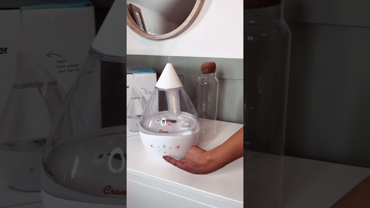 Crane Drop 2.0 4-in-1 Humidifier With Sound Machine and Night Light.