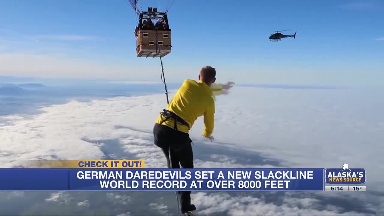Whoa! German slackliners set new world record in epic fashion