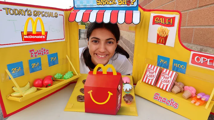 Hadil playing Restaurant and selling toys food - HZHtube kids fun