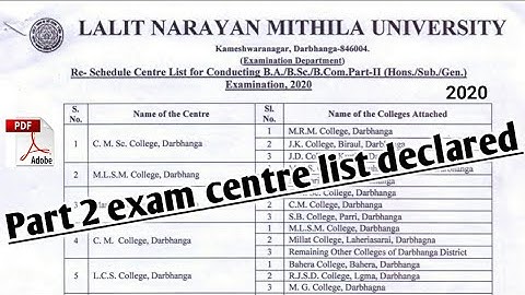 Lnmu part 2 centre programme list 2020
