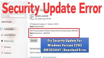 Fix Security Update For Windows Version 22H2 KB5034441 Download Error