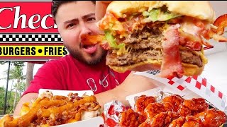 CHECKERS /RALLYS •  MUKBANG DOUBLE BACON CHEESEBURGERS + WINGS + LOADED BACON CHEESY FRIES