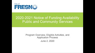 2020 Public and Community Services Applications Webinar