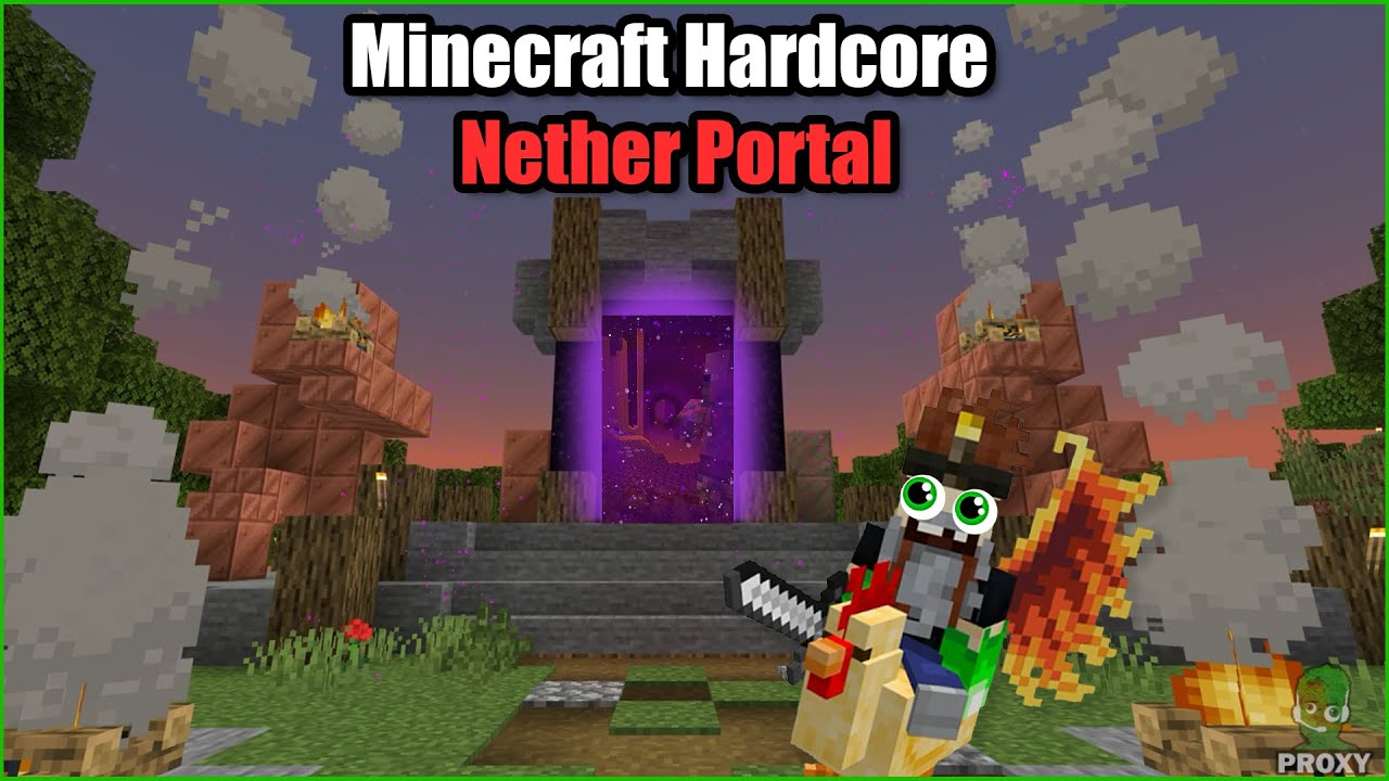 I BUILT THE BEST NETHER PORTAL IN HARDCORE MINECRAFT #minecraft - YouTube