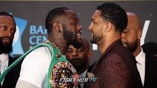 DEONTAY WILDER & DOMINIC BREAZEALE HAVE TENSE BACK AND FORTH CONFRONTATION DURING FACE OFF DEONTAY WILDER & DOMINIC BREAZEALE HAVE TENSE BACK AND FORTH CONFRONTATION DURING FACE OFF
