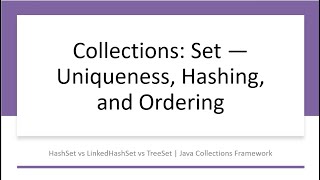 Collections Set — Uniqueness, Hashing, and Ordering