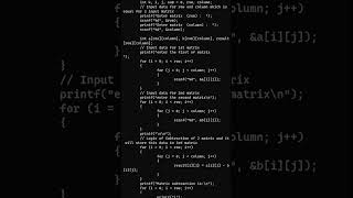 Matrix subtraction in c #shorts