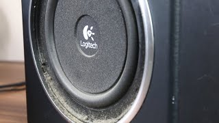 How to remove Logitech Z523 a grill + subwoofer excursion bass test