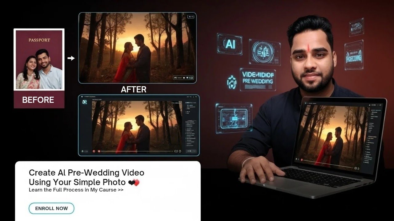 AI Pre-Wedding Course for Beginners | Create Cinematic Pre-Wedding Video Using AI Tools (No Editing