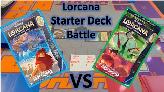 Lorcana Starter Deck Battle Gameplay - Saphire Steel vs  Ruby Emerald