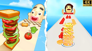 Sandwich Runner VS Pan Cake Run - Satisfying ASMR Gameplay ALL Levels NEW UPDATE Gameplay Android