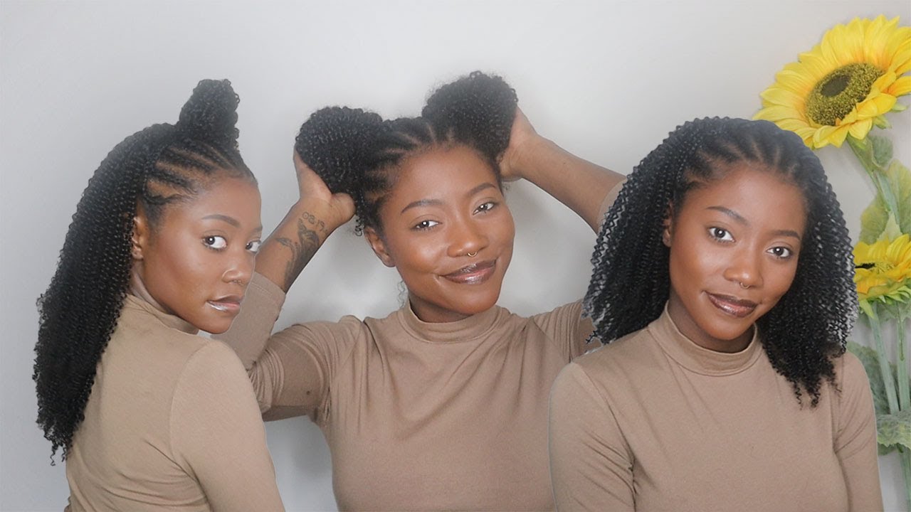 3 Braided Natural Hairstyles ft. CurlsCurls Kinky Curly 3c/4a 18 ...