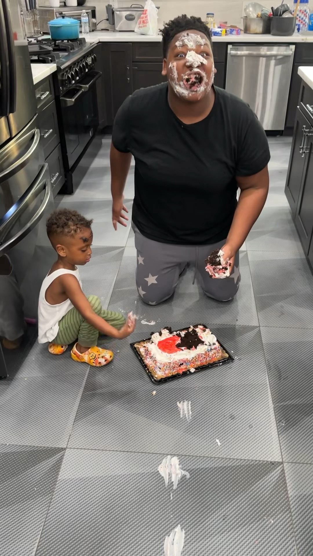 Big boy gets in trouble for eating all the cake #shorts