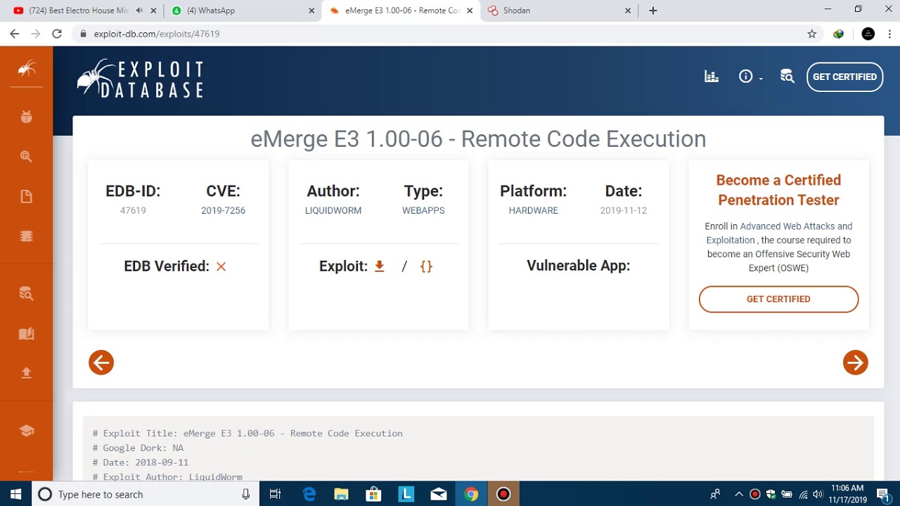 eMerge Remote Code Execution