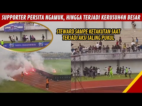 R1CUHNYA NGERII‼️SUPPORTER PERSITA LEMPAR FLARE KE LAPANGAN HINGGA TURUN KE LAPANGAN