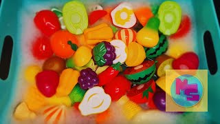 Learn The Names of Fruits and Vegetables from Toys and Soapy water.