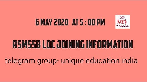 Rsmssb ldc update// rsmssb ldc joining update// rsmssb ldc joining information
