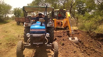 Jcb 3dx Backhoe Machine Loading Murum Mud In Mahindra 415 DI Tractor and Swaraj 735 FE Tractors
