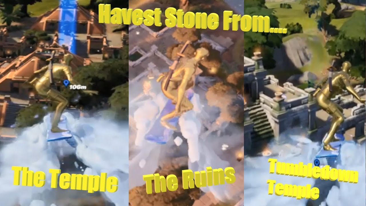 Fortnite Harvest Stone From The Temple, The Ruins or Tumbledown Temple. Where to find them all!!