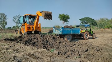 जेसीबी ट्रैक्टर JCB 3DX Machine Cutting Soil and Loading in Tractor | JCB3DX Machine | Tractor Video