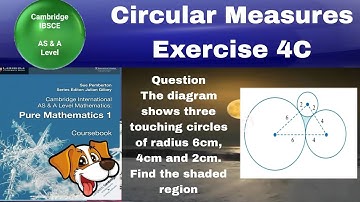The diagram shows three touching circles of radius 6cm, 4cm and 2cm. Find the shaded region