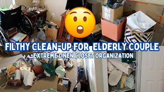 FILTHY LIVING ROOM CLEANING & LINEN CLOSET OVERHAUL || THEY HAVEN'T DUSTED IN 8 YEARS 😲