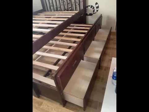 Video Giường 2 tầng thấp có hộc kéo 1m2 nâu 092 | Nội Thất... - youtube