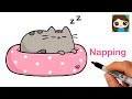 How to Draw Napping Pusheen | Sleeping Cat