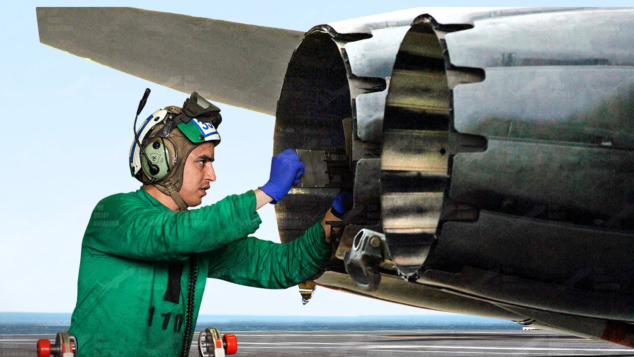 ⁣Inspecting Powerful US F-18 Engines In Middle of the Ocean