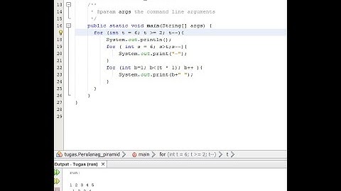 Membuat Piramid Segitiga Di Pemograman (Java) Menggunakan Perulanagn "For"