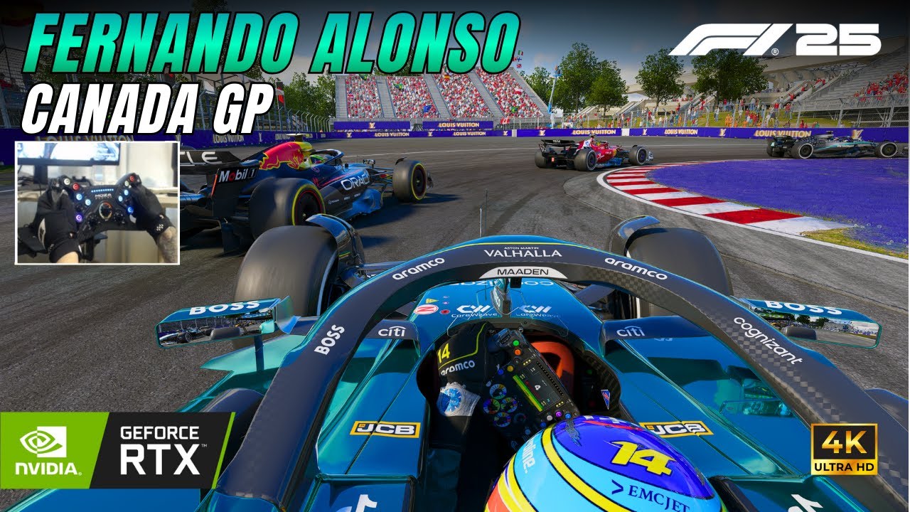 F1 25 Ultra Graphics 4K - Fernando Alonso AMR25 | Canada GP 50% Race | Steering Wheel POV