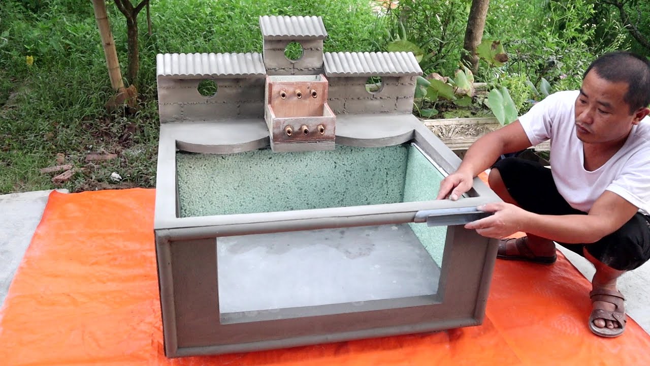 Building A Very Simple Aquarium Waterfall - Self-Made Ideas From Cement